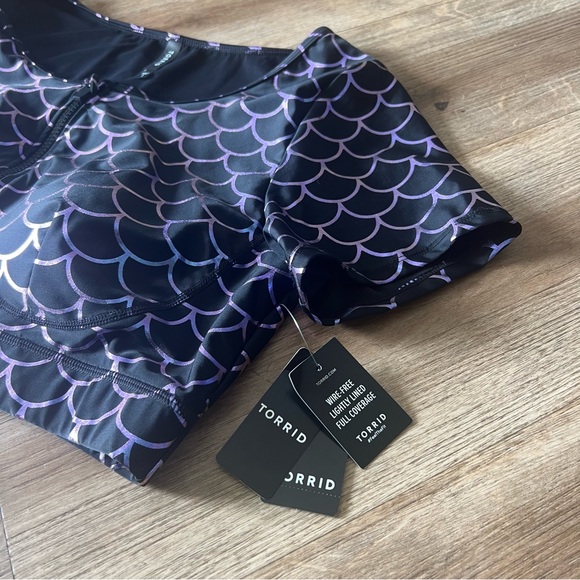 NWT Torrid Mermaid Zip Front Short Sleeve Active Swim Top - Picture 9 of 12